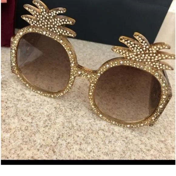53MM Embellished Pineapple Round Sunglasses - Picture 2 of 6